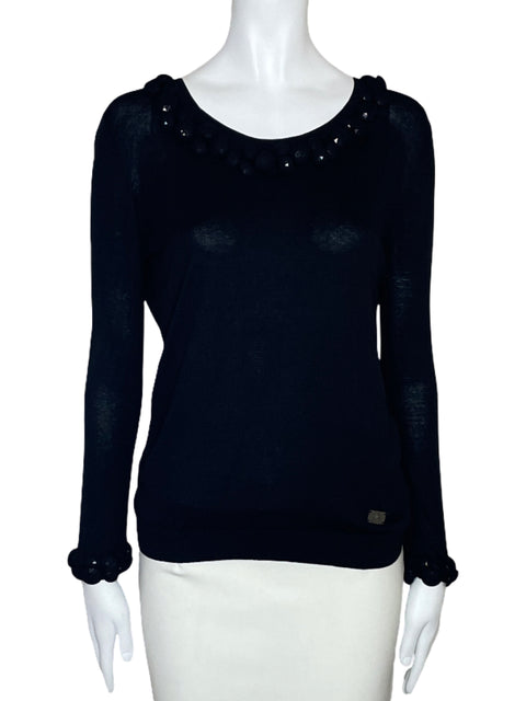 Sweater Burberry Botones Negro-Talla 40