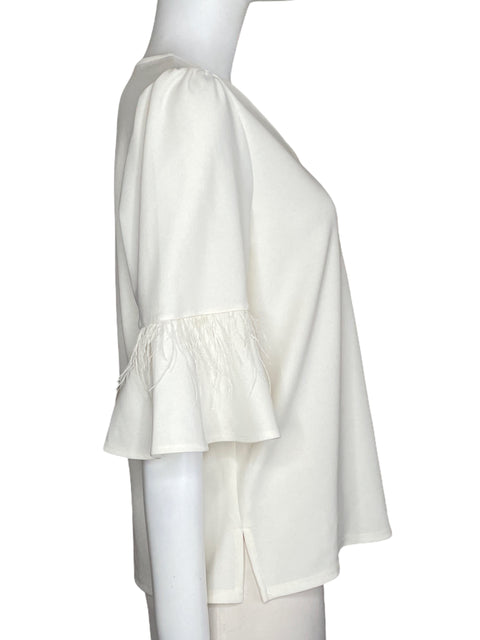 Blusa Adrianna Papell Feathers Blanco-Talla S