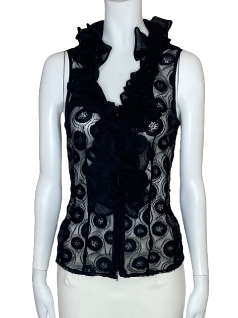Blusa Anne Fontaine Vuelos Encaje Negro-Talla 38