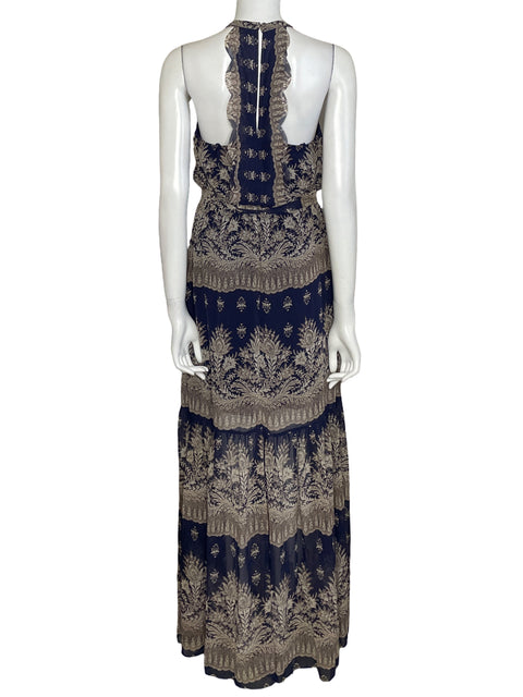 Vestido Jessica Simpson Maxi Print Azul-Talla 4