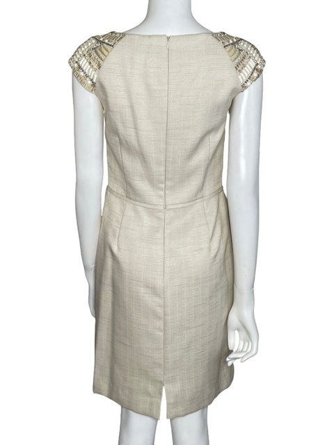 Vestido Tahari Midi Cóctel Beige-Talla 6