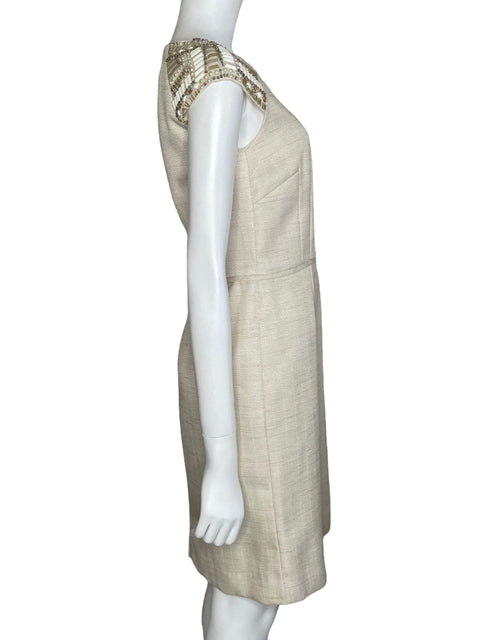 Vestido Tahari Midi Cóctel Beige-Talla 6