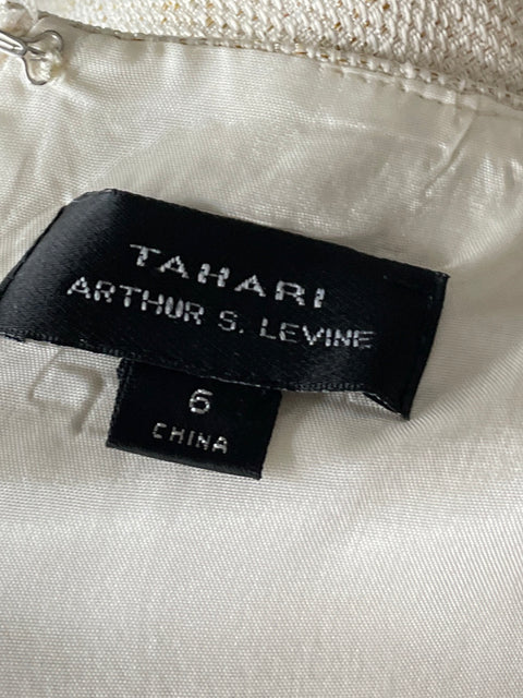 Vestido Tahari Midi Cóctel Beige-Talla 6