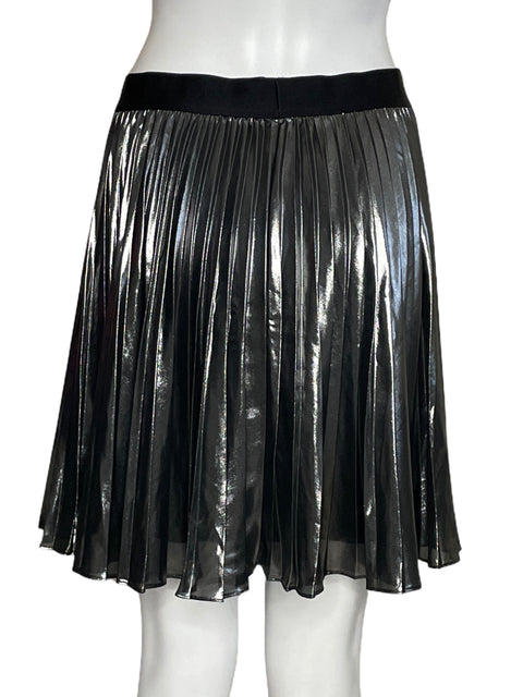 Falda Express Plisada Metálica Plateado-Talla M