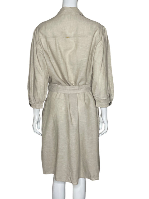 Vestido Esprit Camisero Lino Beige - Talla XL