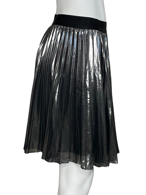 Falda Express Plisada Metálica Plateado-Talla M