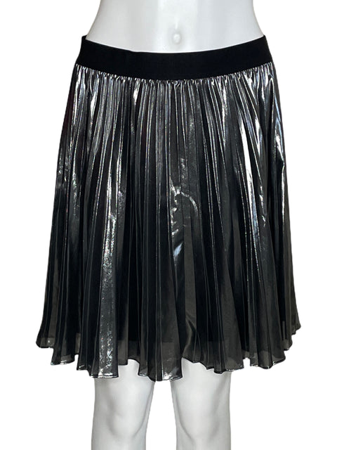 Falda Express Plisada Metálica Plateado-Talla M