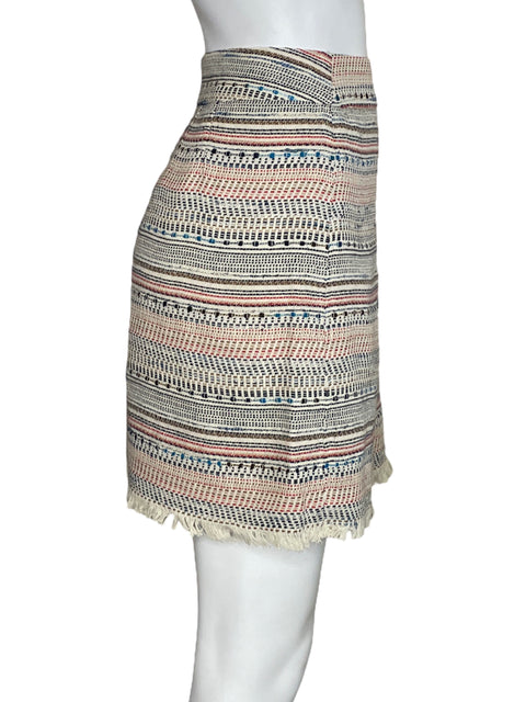 Falda Loft Tweed Rayas Beige-Talla 8