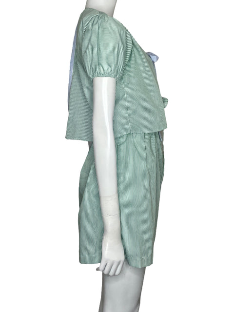 Set Lidia Minota Blusa + Pantalón Líneas Verde - Talla S