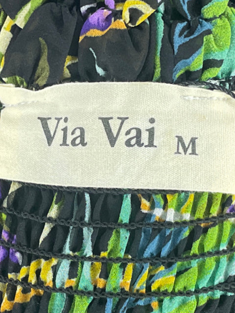 Vestido Via Vai Off Shoulder Hojas Negro-Talla M