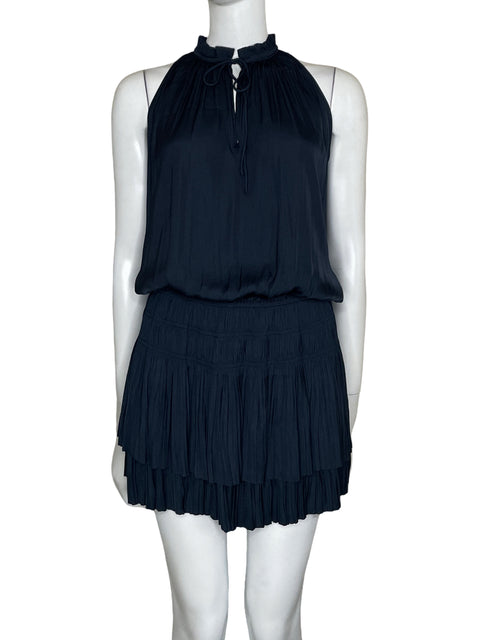 Vestido Current Air Mini Plisado Azul-Talla XS