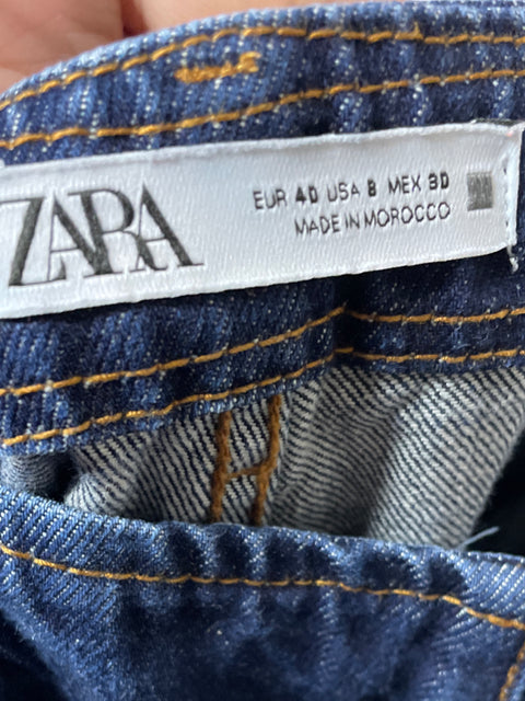 Pantalon Zara Denim Capri Azul-Talla 8