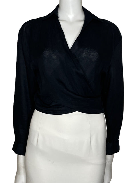Camisa Zara Manga Larga Negro-Talla S