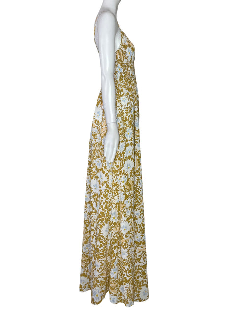 Vestido Aakaa Tiras Flores Amarillo-Talla L