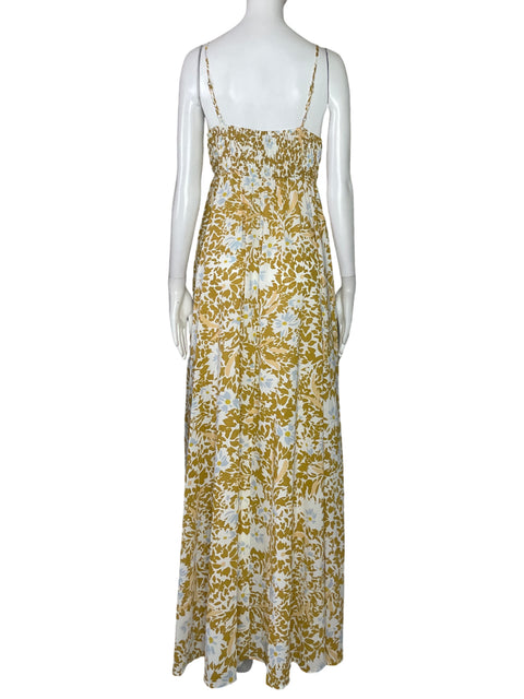 Vestido Aakaa Tiras Flores Amarillo-Talla L