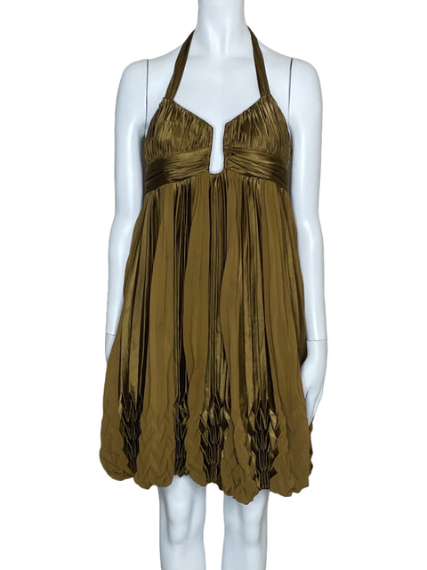 Vestidos Issue Plizado Metalizado Dorado-Talla 4