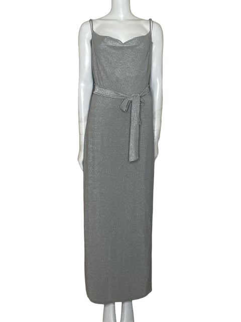 Vestido Express Tiras Brillante Plateado - Talla M