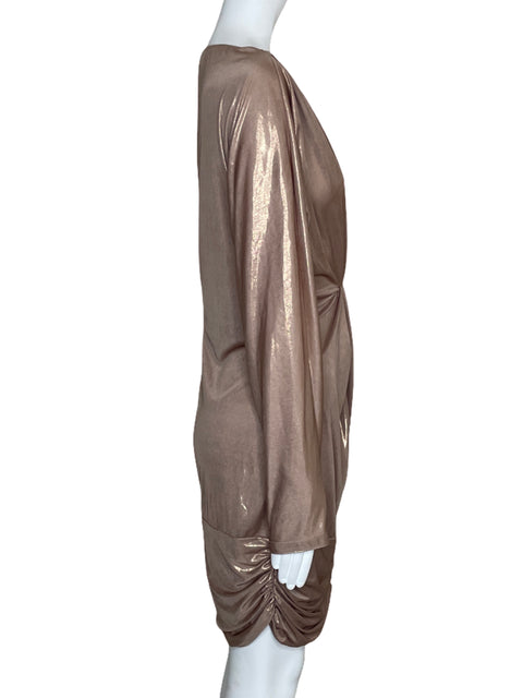 Vestido Jay Godfrey Pliegues Cuello V Beige-Talla 10