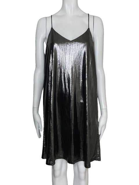 Vestido She+Sky Fuido Metalizado Plateado-Talla M