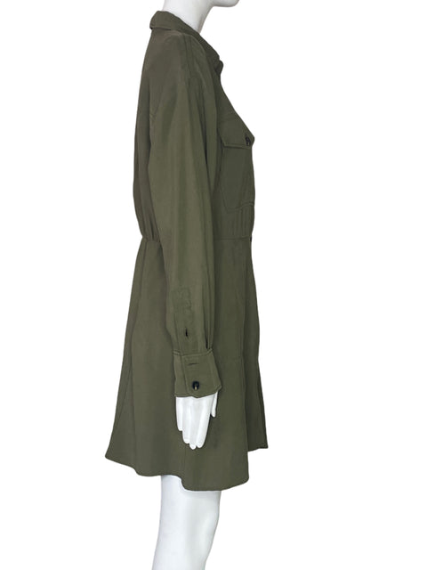 Vestido Zara Cargo Mangas Verde-Talla L