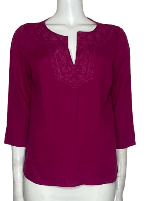 Blusa Ralph Lauren Bordados Fucsia - Talla XS