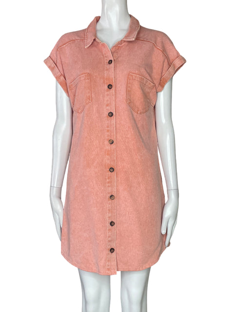 Vestido She+Sky Denim Bolsillo Rosado-Talla L