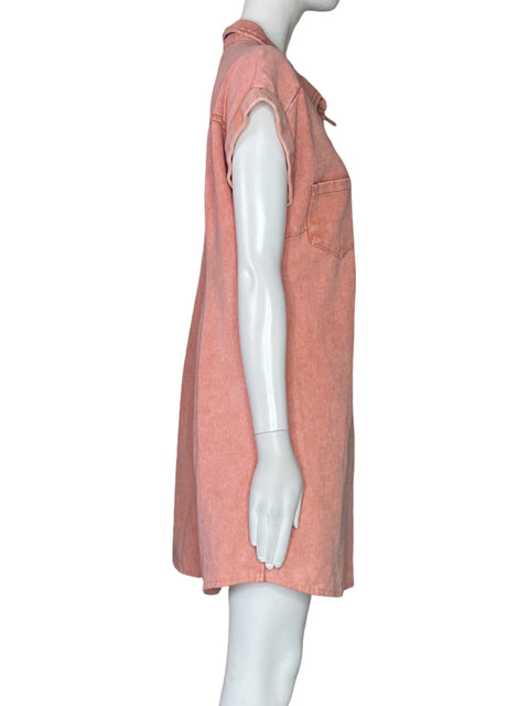 Vestido She+Sky Denim Bolsillo Rosado-Talla L