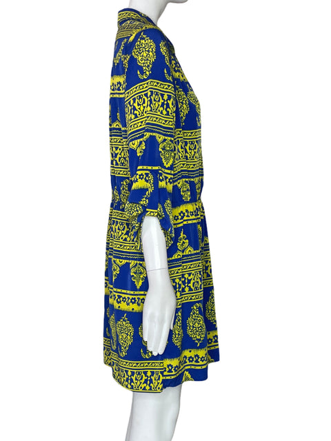 Vestido Si Style Midi Estampado Azul-Talla L