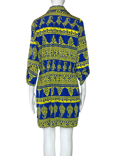 Vestido Si Style Midi Estampado Azul-Talla L