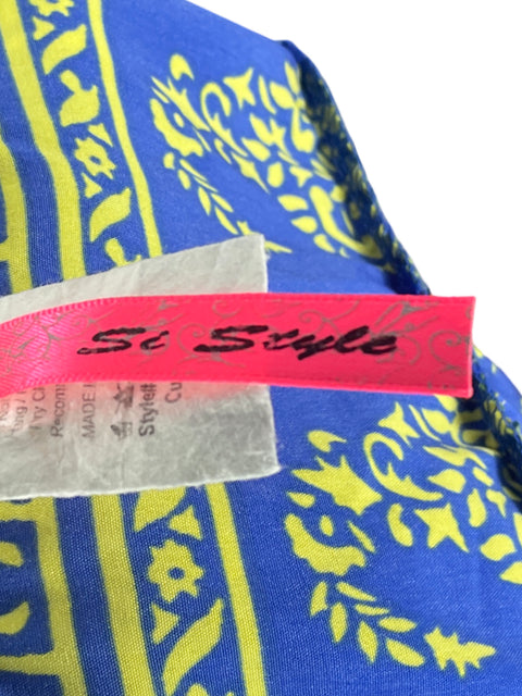 Vestido Si Style Midi Estampado Azul-Talla L