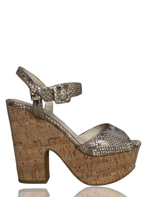 Calzado Sara Lopez Plataforma de Corcho Dorado-Talla 36