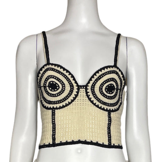 Top Zara Punto Circulo Beige-Talla M