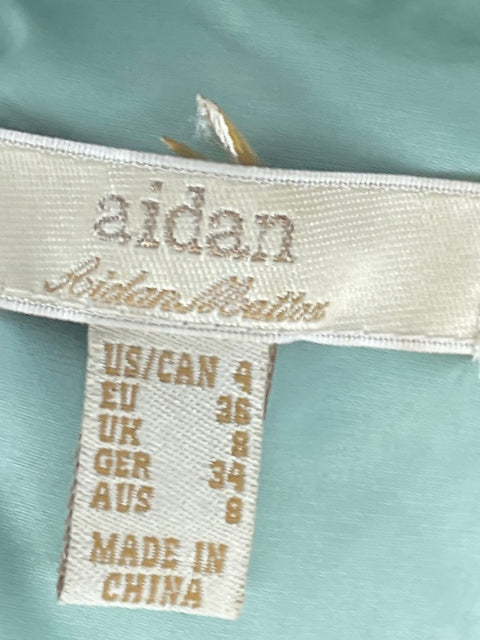 Vestido Aidan Mattox Encaje Metalizado Verde-Talla 4