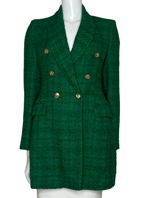 Blazer Zara Tweed Verde - Talla S