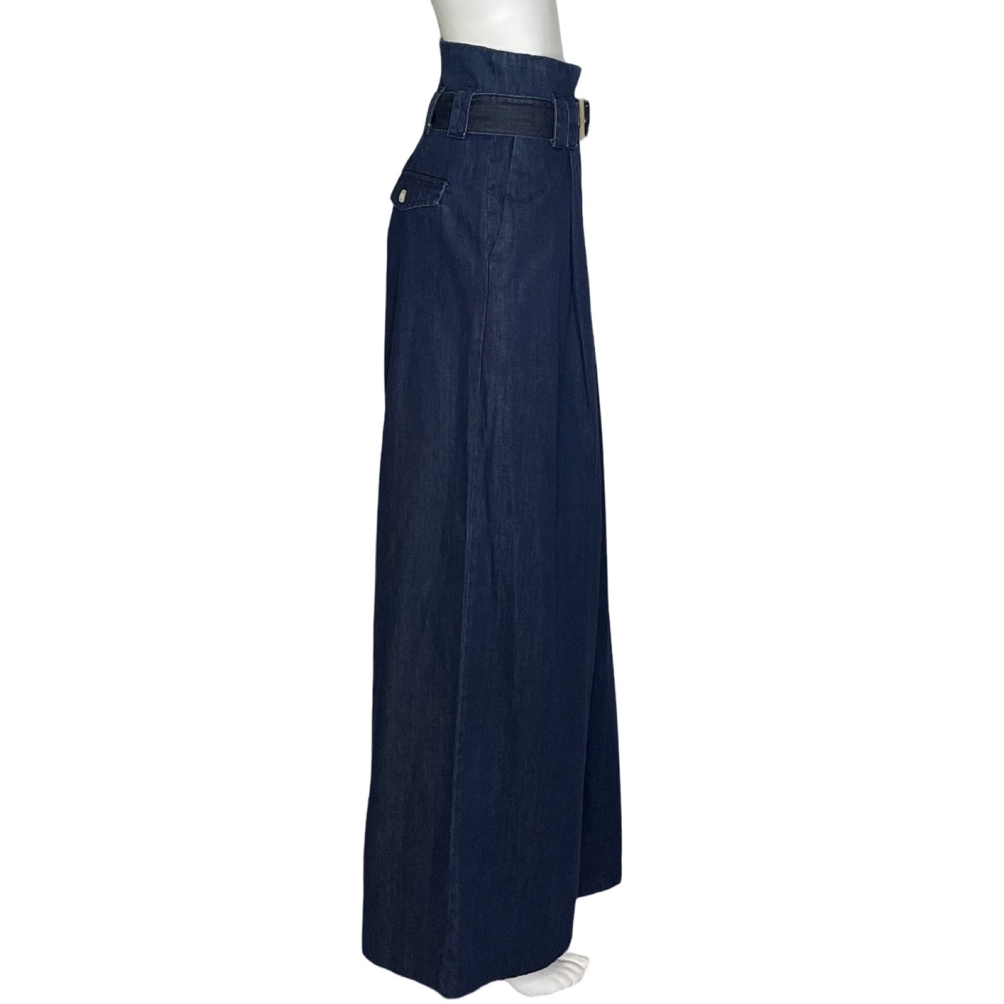 Pantalon Uterque Cinturon Denim Azul-Talla M