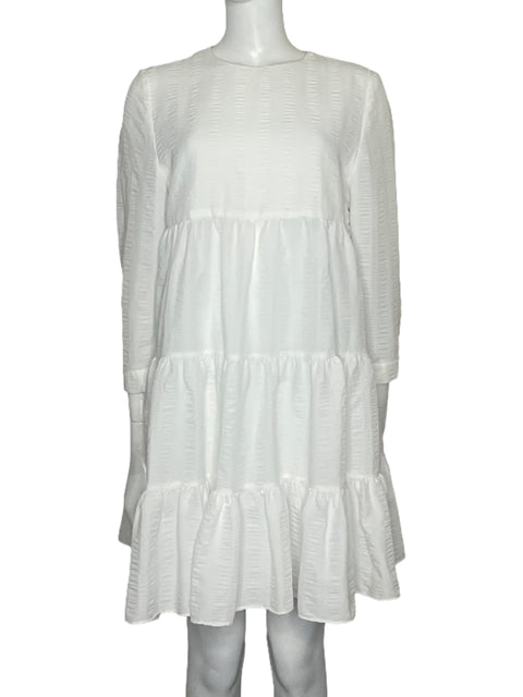 Vestido Zara Mangas Larga Vuelos Blanco - Talla M