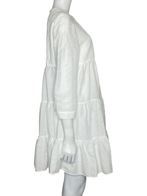 Vestido Zara Mangas Larga Vuelos Blanco - Talla M