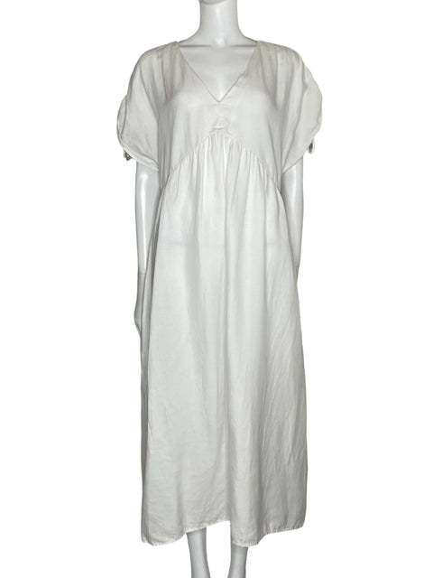 Vestido Sfera Midi Escote V Blanco-Talla L