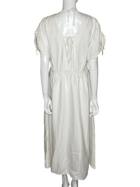 Vestido Sfera Midi Escote V Blanco-Talla L