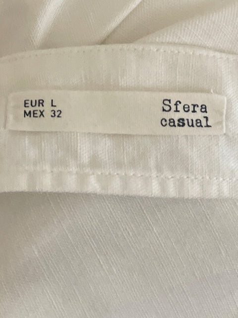 Vestido Sfera Midi Escote V Blanco-Talla L