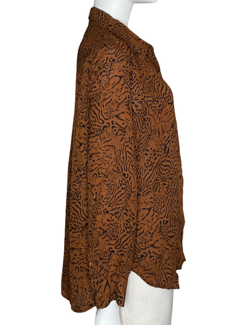 Camisa Philosophy Estampada Manga Larga Marrón-Talla L