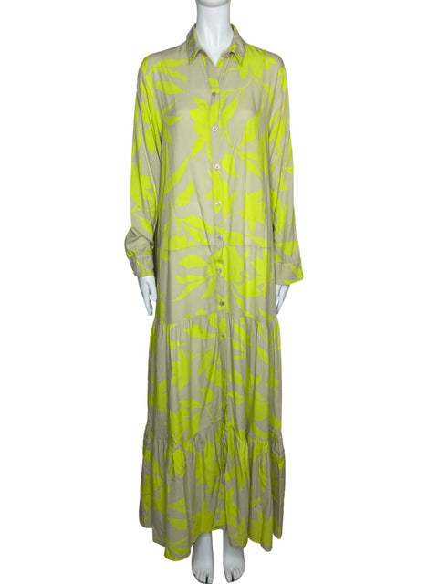 Vestido Zinzane Camisero Estampado Beige-Talla S