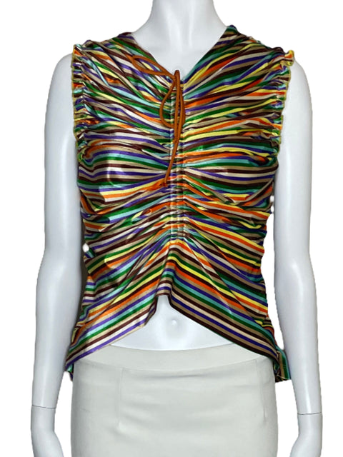 Blusa Siedres Rayas Fruncido Naranja-Talla 36
