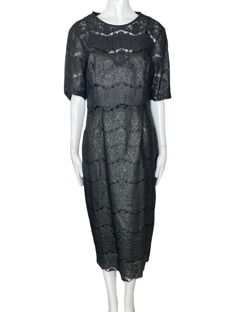 Vestido Rebecca Vallance Encaje Brillo Gris-Talla 6