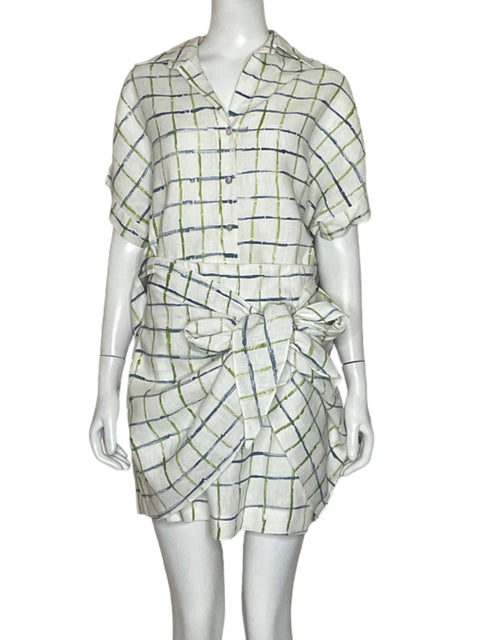 Set Latela Camisa + Falda Cuadros Blanco - Talla L