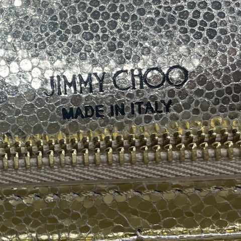 * Cartera Jimmy Choo Clutch Metalizado Plateado-Talla U