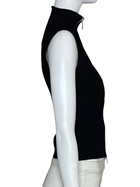 Top Zara Cremallera Cuello Alto Negro-Talla S