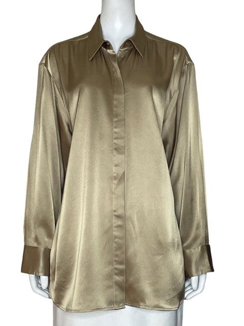 Camisa Babaton Satinada Mangas Larga Marron - Talla M