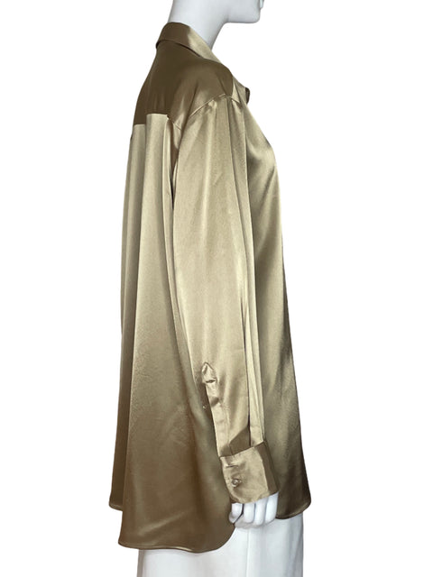 Camisa Babaton Satinada Mangas Larga Marron - Talla M