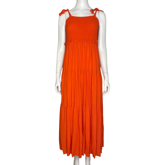 Vestido Zara Fluido Tiros Naranja- Talla L